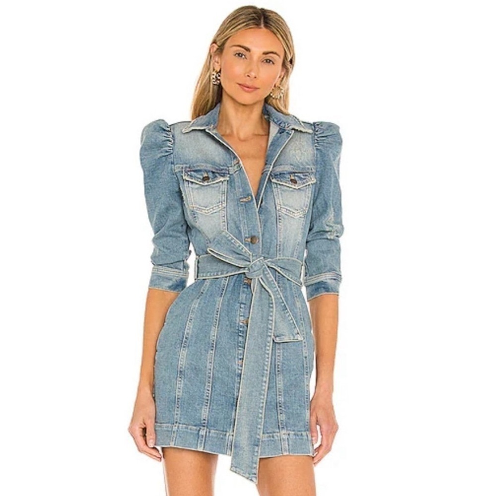 Retrofete New! Lema Iconic Distressed Mini Jean Dress